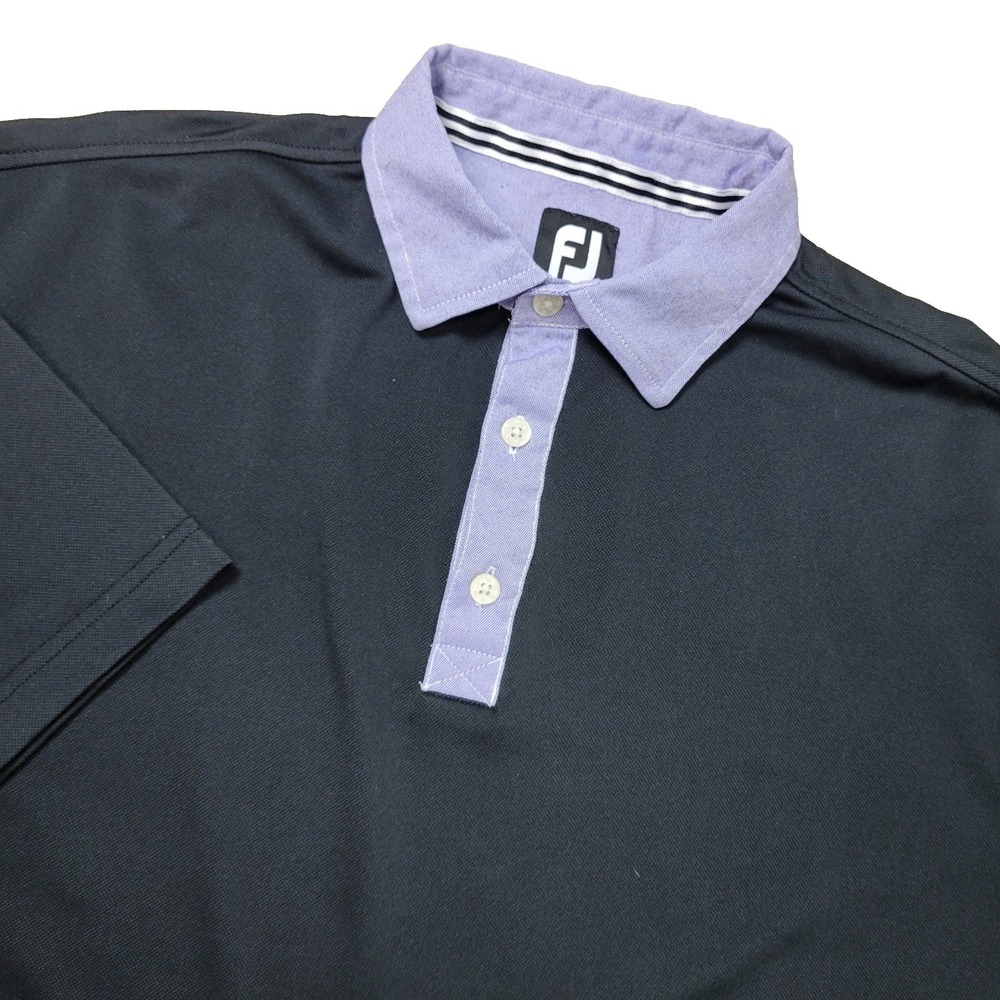 FootJoy Mens Large Black Performance Stretch Short Sleeve Golf‎ Polo